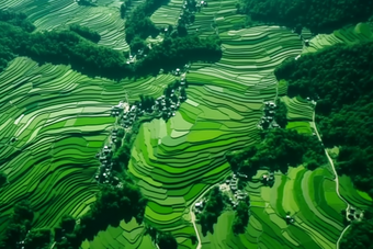 绿色稻田<strong>乡村发展</strong>农村航拍