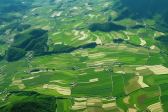 绿色稻田乡村发展植物丰收
