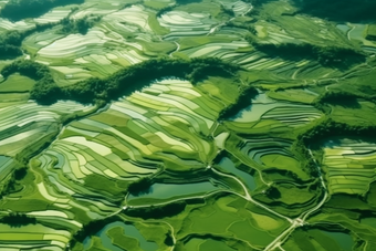 绿色稻田乡村发展植物玻璃田