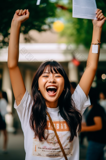 走出考场的女孩高清笑容