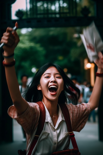 走出考场的女孩高清金榜题名