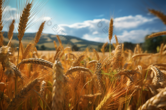 金色丰收的农田麦子农作物农业实拍