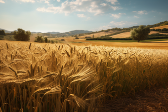 金色丰收的农田麦子农民成熟