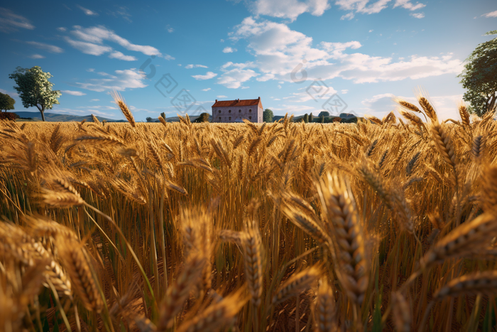 金色丰收的农田麦子农村成熟