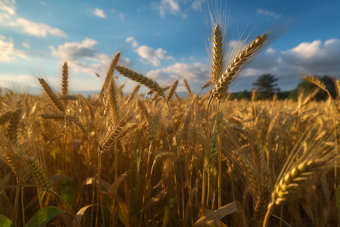 金色丰收的农田麦子农民农业实拍
