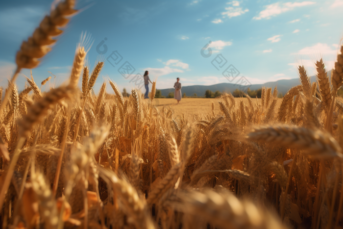 金色丰收的农田麦子实拍农业实拍