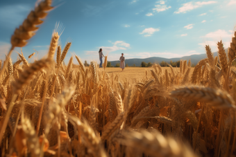 金色丰收的农田麦子实拍农业实拍