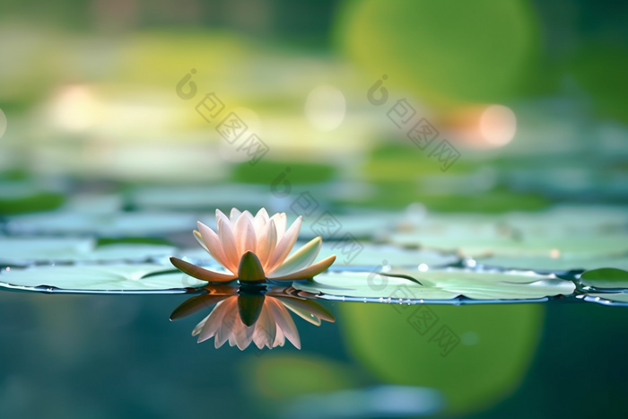 平静湖面的莲花夏天花朵