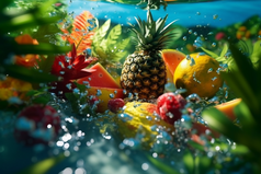 夏日缤纷水果落水摄影图7