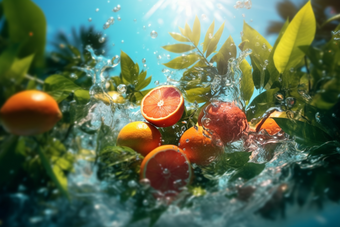 夏日缤纷水果落水摄影图11