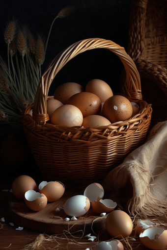 竹筐里的鸡蛋土营养