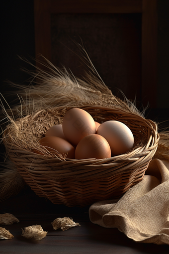 竹筐里的鸡蛋高白营养