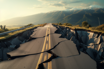 地震灾难公路裂缝