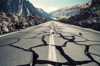 毁灭性地震公路巨大裂缝