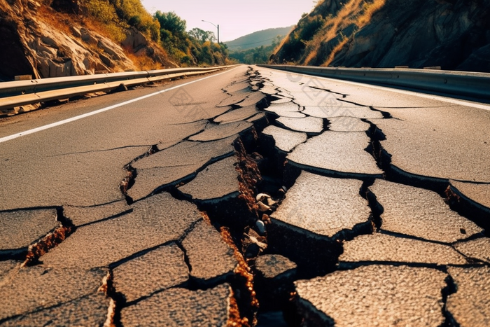 地震后的公路巨大的一个