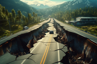 <strong>地震</strong>后的公路巨大的细