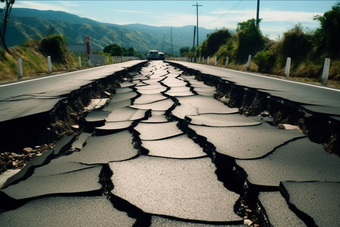 毁灭性的地震公路裂缝