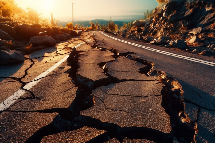 地震后的公路巨大的一个