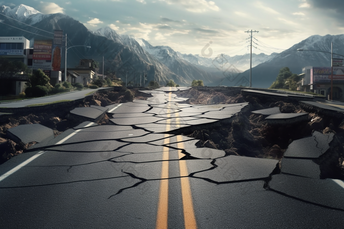 地震后的公路裂缝高清,