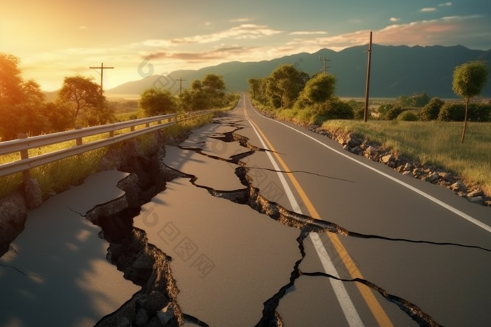 地震公路巨大裂缝