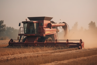 机器收割麦田农业农田