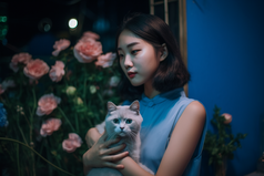 少女与猫咪摄影图32