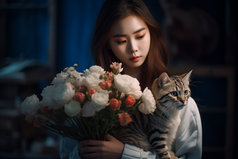 少女与猫咪摄影图25