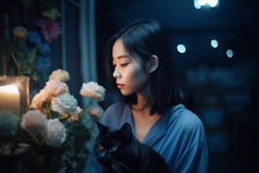 少女与猫咪摄影图17