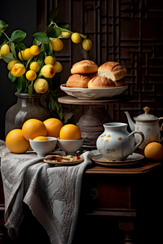 中式家具上的传统糕点摄影图20