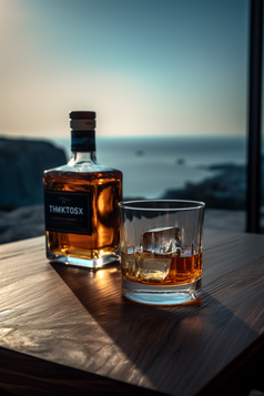 海边阳光下的威士忌摄影图13