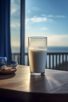 海边阳光下的牛奶摄影图7