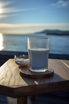 海边阳光下的牛奶摄影图3