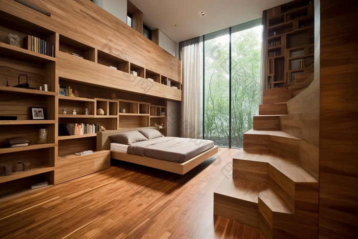 木制室内设计木质结构房间