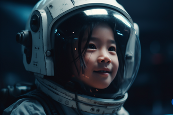 小女孩宇航员太空微笑