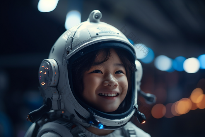 小女孩宇航员航空微笑