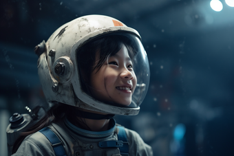 小女孩宇航员航空兴奋