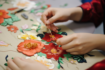 中国手工刺绣纺织厂工作