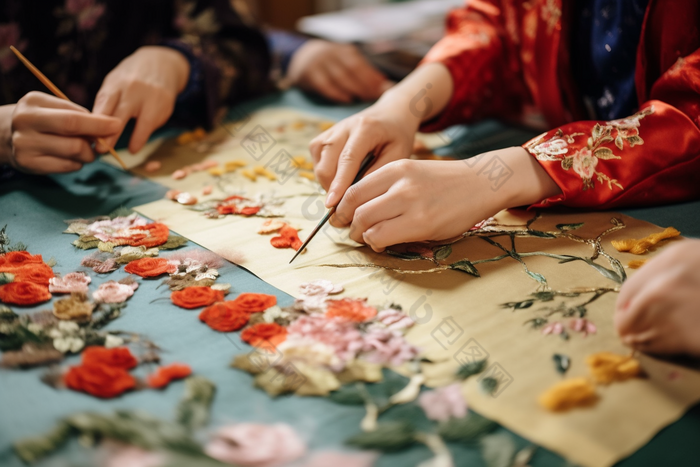 中国手工刺绣纺织厂全自动