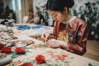 中国手工刺绣纺织厂自动