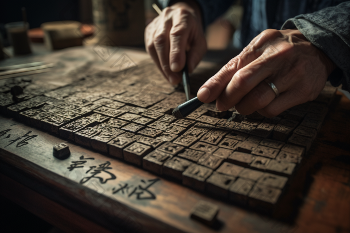 非遗文化活字印刷木制活字中国图片-包图网