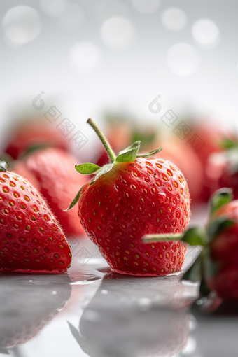 新鲜的草莓水果叶子