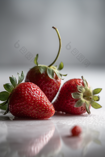 新鲜的草莓水果白色
