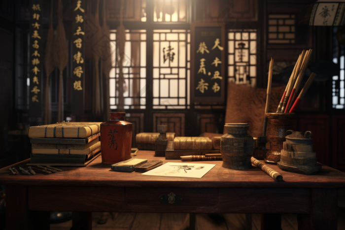 中国古代书房阅读桌子图片-包图网