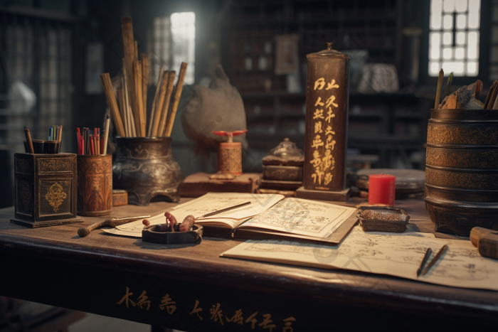 中国古代书房阅读书法图片-包图网