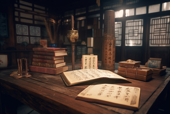 中国古代书房房间书法
