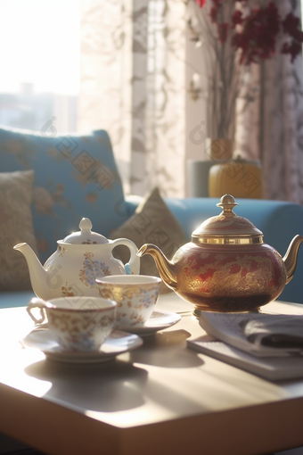 陶瓷茶具暖色调被子茶壶