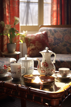 陶瓷茶具暖色调摄影图18