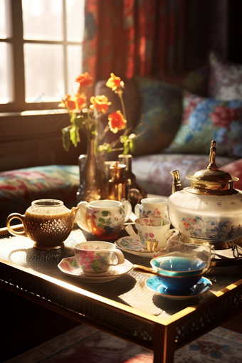 陶瓷茶具暖色调家具温暖