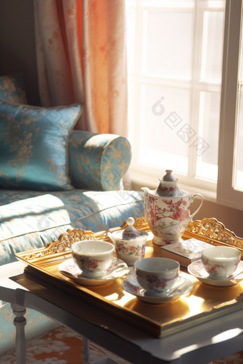 陶瓷茶具暖色调家具室内