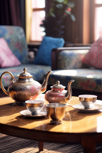 陶瓷茶具暖色调家具茶壶